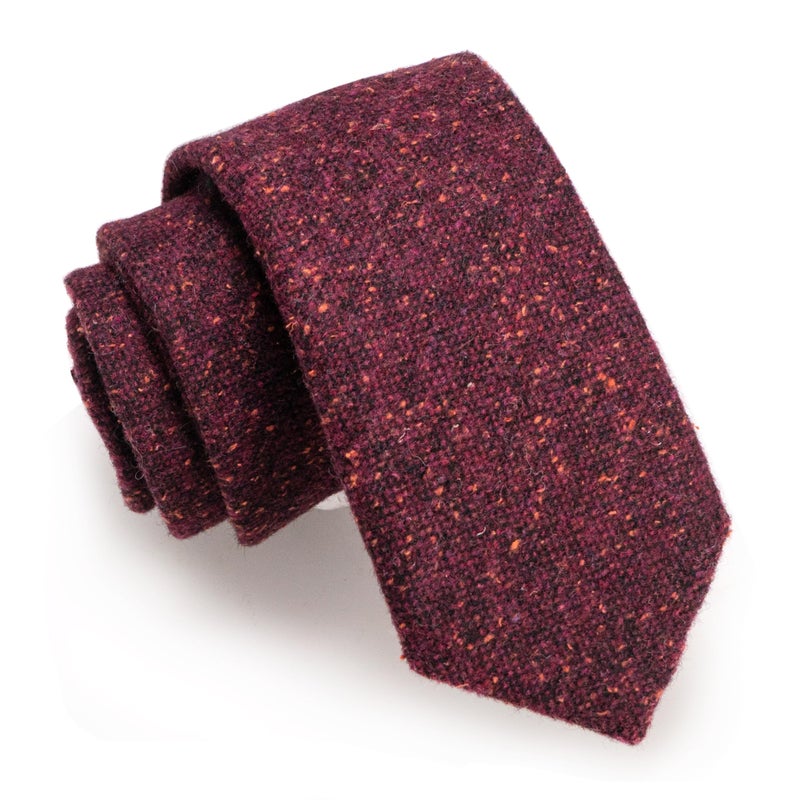 JEMYGINS Burgundy Cashmere Wool Necktie and Pocket Square, Hankerchief and Tie Clip Sets for Men (4) - Image 3